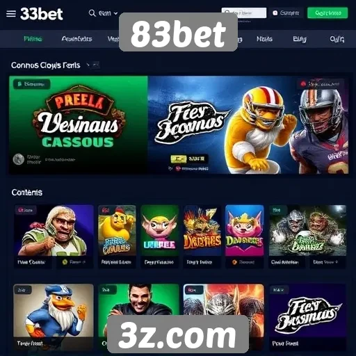 Panorama do site 83bet em jogos online